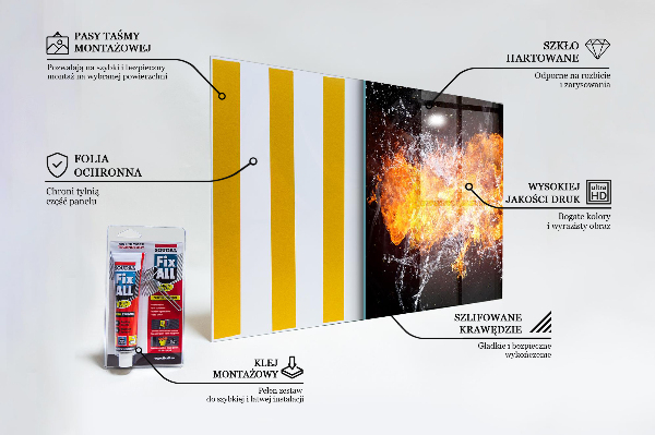 Skleněný panel Boj živlů ohnivá voda