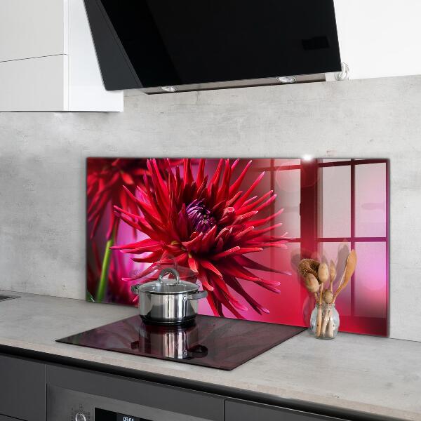 Skleněný panel Červený květ dahlia