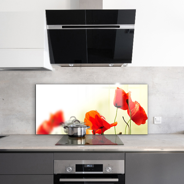 Skleněný panel Polní louka s červenými máky