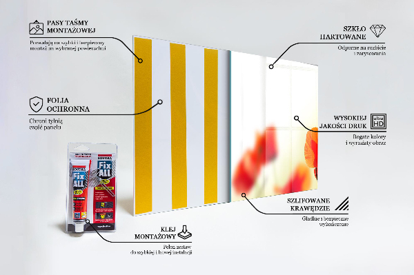 Skleněný panel Polní louka s červenými máky