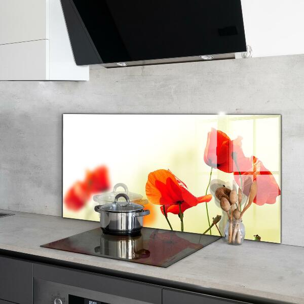 Skleněný panel Polní louka s červenými máky