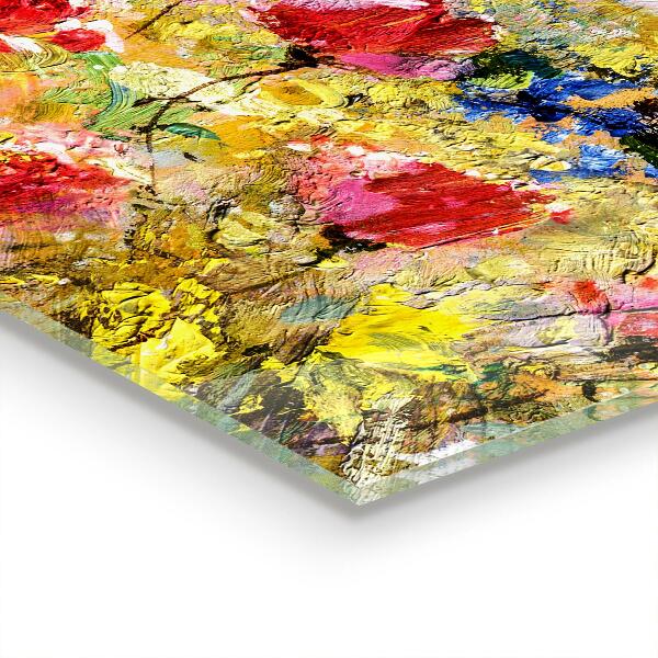 Skleněný panel Letní louka olejomalba