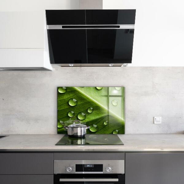 Skleněný panel List s kapkami ranní rosy