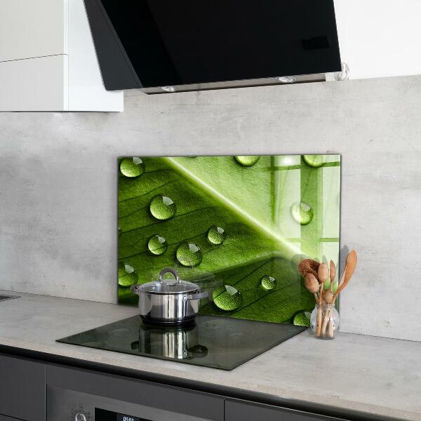 Skleněný panel List s kapkami ranní rosy