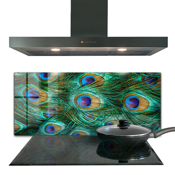 Skleněné obklady do kuchyně Paví peří krásná příroda