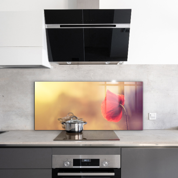 Skleněný panel Vintage mák rostlina