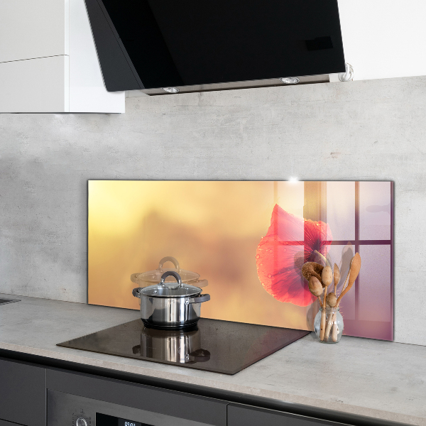 Skleněný panel Vintage mák rostlina