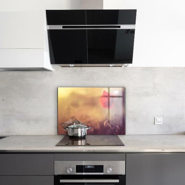 Skleněný panel Vintage mák rostlina