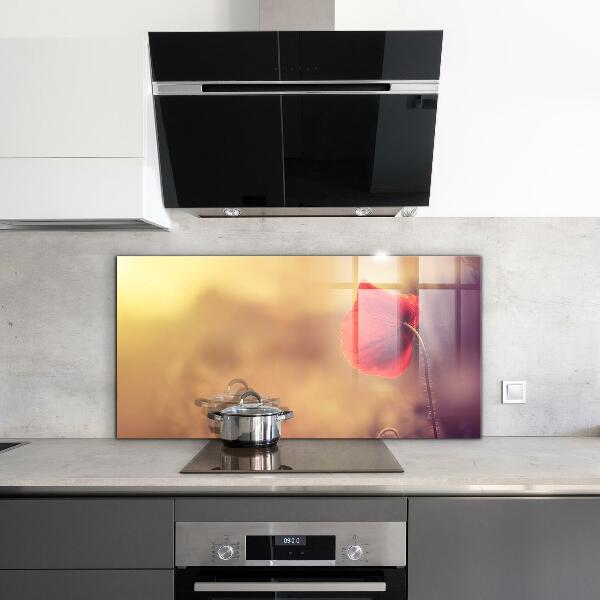 Skleněný panel Vintage mák rostlina