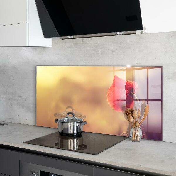 Skleněný panel Vintage mák rostlina