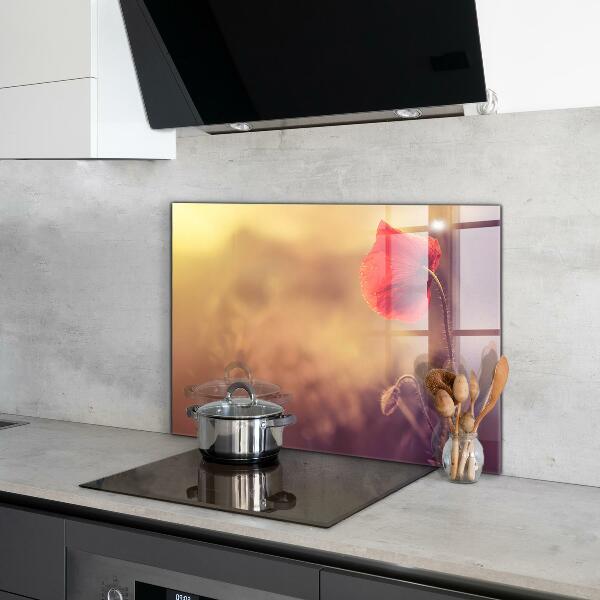 Skleněný panel Vintage mák rostlina