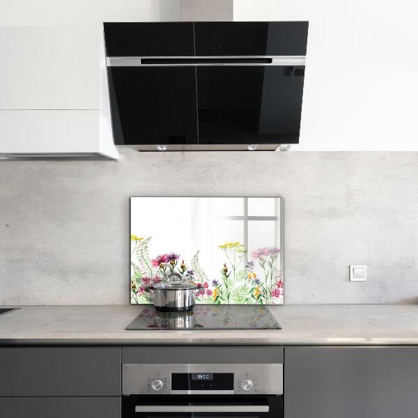 Skleněné obklady do kuchyně Louka s barevnými květy