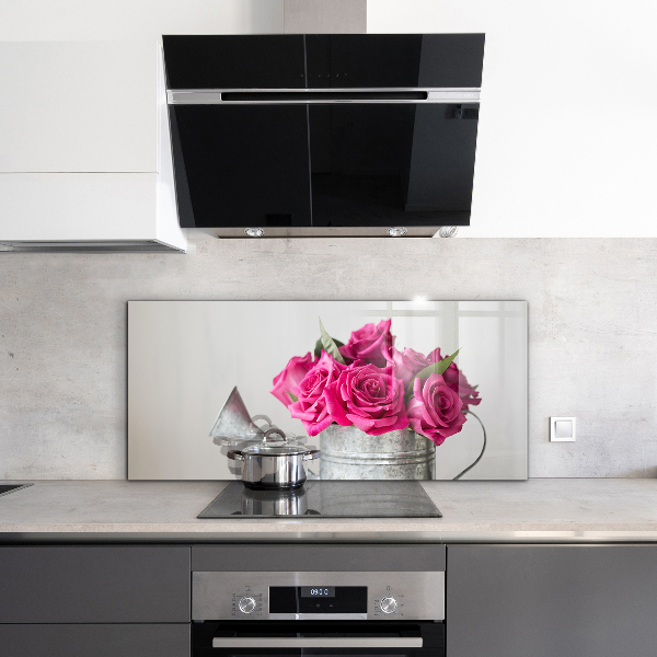 Skleněné obklady do kuchyně Konev s kyticí růží