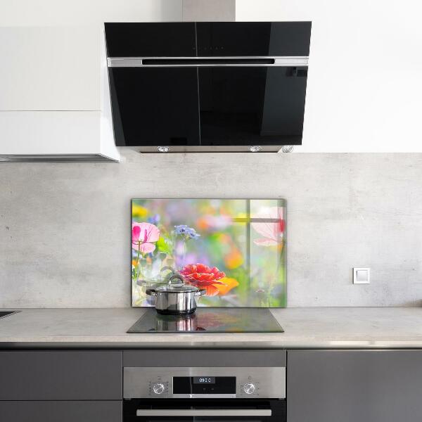 Skleněné obklady do kuchyně Letní louka vlčích máků