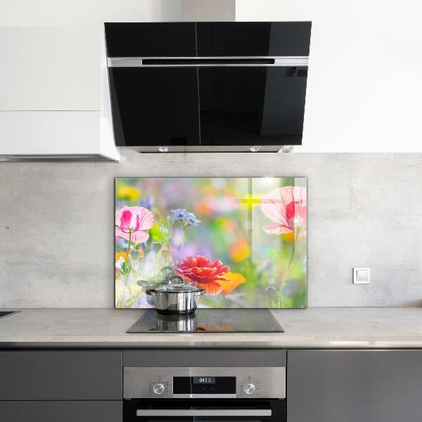 Skleněné obklady do kuchyně Letní louka vlčích máků
