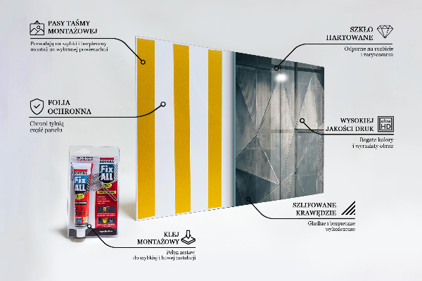 Skleněný panel Kovové abstraktní trojúhelníky