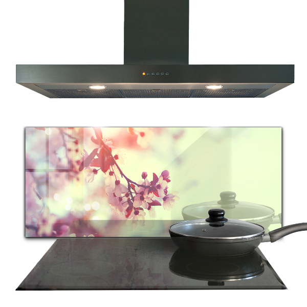 Skleněné obklady do kuchyně Kvetoucí růžový strom