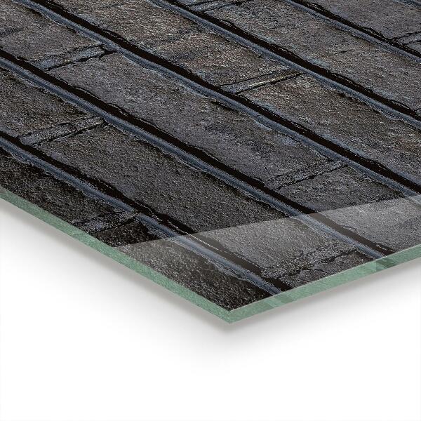 Skleněný panel Černá cihla beton