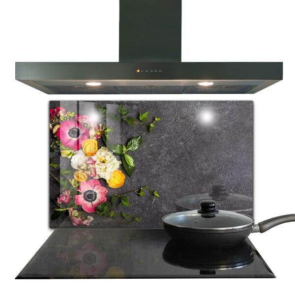 Skleněné obklady do kuchyně Přírodní květiny složení