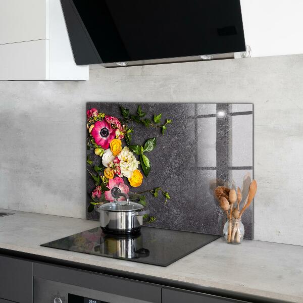 Skleněné obklady do kuchyně Přírodní květiny složení
