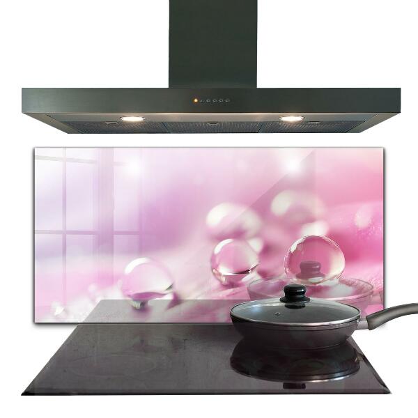 Skleněný panel Kapky rosy na růžový květ