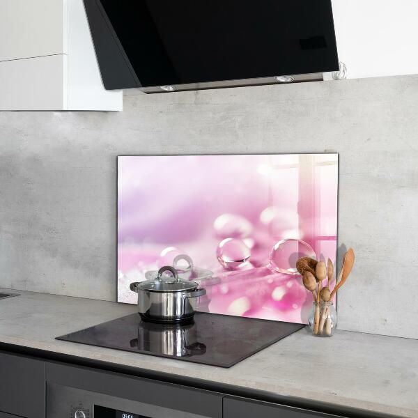 Skleněný panel Kapky rosy na růžový květ