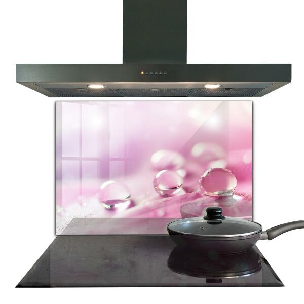 Skleněný panel Kapky rosy na růžový květ