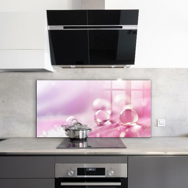 Skleněný panel Kapky rosy na růžový květ