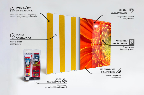 Skleněný panel Květ oranžová gerbera