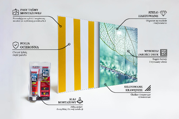 Skleněné obklady do kuchyně Jemná textura listů