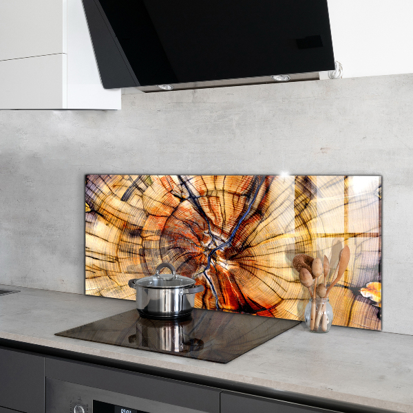 Skleněné obklady do kuchyně Přírodní zrna dřeva