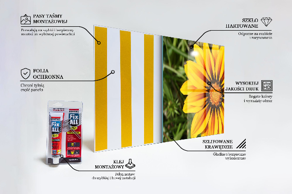 Skleněné obklady do kuchyně Žlutý květ na louce