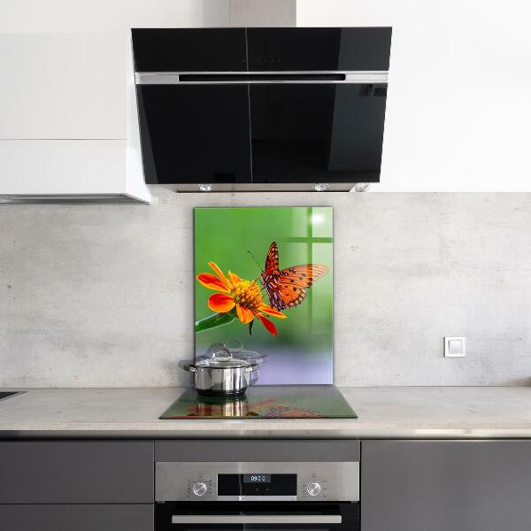 Skleněný panel Motýl na letní květiny