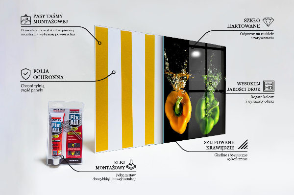 Skleněný panel Barevné papriky pod vodou
