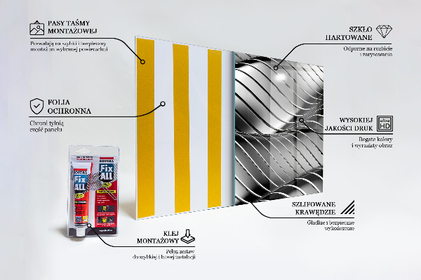 Skleněný panel Kovové vlny abstrakce