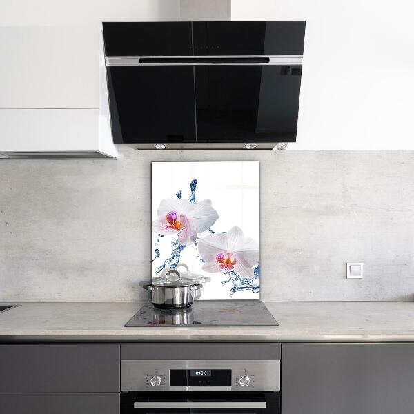Skleněné obklady do kuchyně Orchidej postříkaná vodou