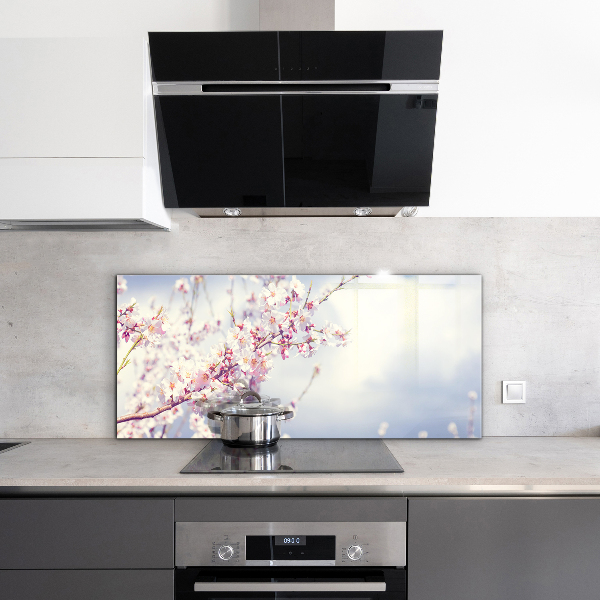 Skleněné obklady do kuchyně Jemné růžové květy