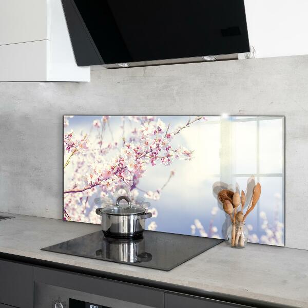 Skleněné obklady do kuchyně Jemné růžové květy