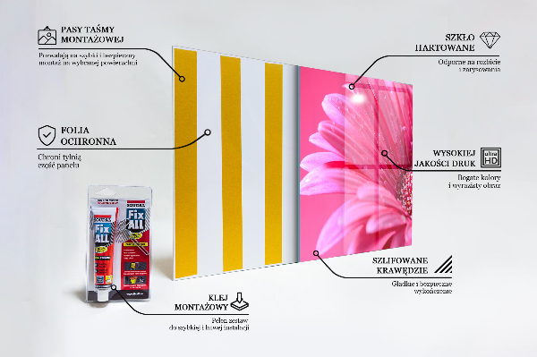 Skleněné obklady do kuchyně Pink flower nature details