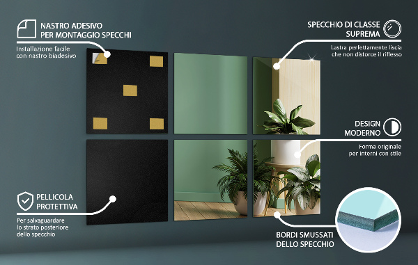 Zrcadlové dlaždice 6 ks 16x16 cm