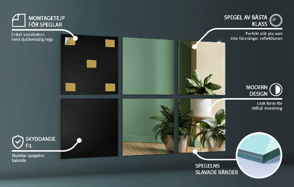 Zrcadlové obklady 6 ks 20x20 cm