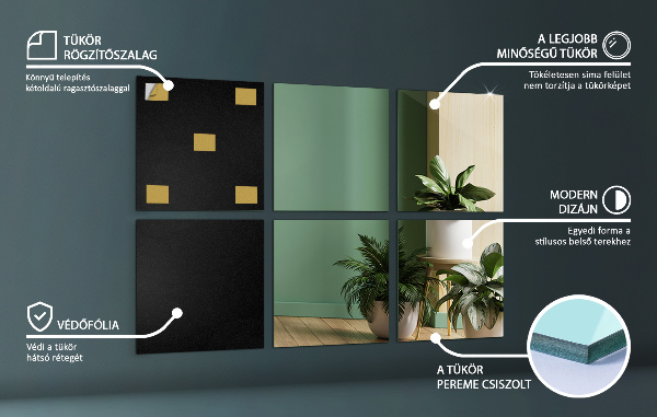 Zrcadlové obklady 6 ks 20x20 cm