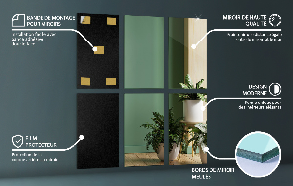 Nalepovací zrcadlové dlaždice 6 ks 30x16 cm