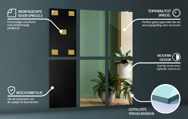 Samolepící zrcadlové obklady 6 ks 30x20 cm