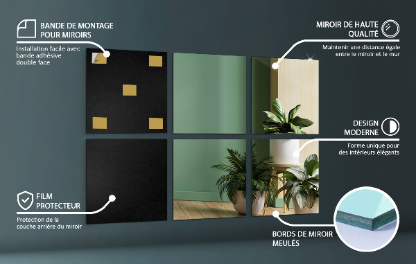 Samolepící zrcadlové dlaždice 6 ks 30x30 cm