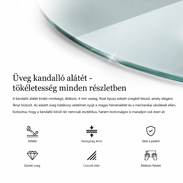 Sklo před krb fi50 cm