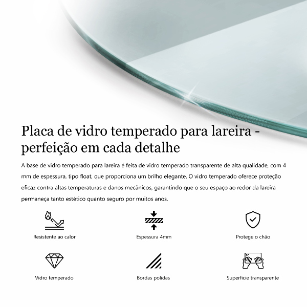 Sklo před krb fi50 cm