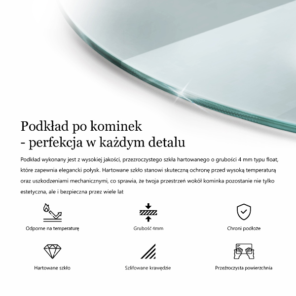 Sklo před krb fi50 cm