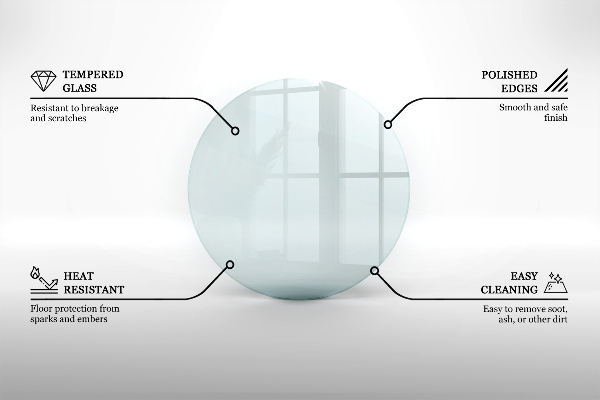 Sklo před krb fi50 cm