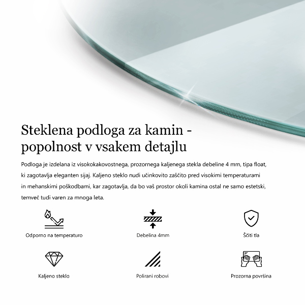 Sklo před krb fi60 cm